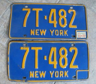 Vintage Matching 1972 York License Plates