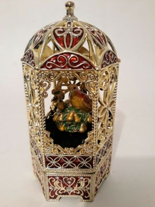 Vintage Ornate Bird Cage Sankyo Music Box 7 " Tall X4 "