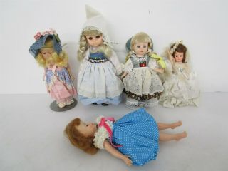 5x Vintage Dolls 6 " - 8.  5 " Madame Alexander,  Vogue Dolls,  Playmates,  Bright,