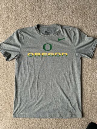 Mens Nike Dri - Fit University Of Oregon Ducks Gray S/s Shirt Size Medium