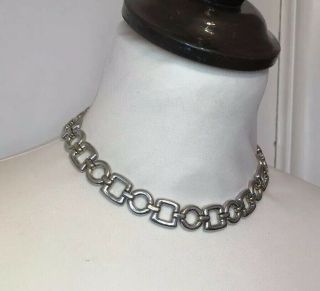 Vintage Silvertone/faded Goldtone Chain Link Choker Necklace 1980s 90s Geometric