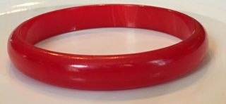 Vintage Cherry Red Bakelite Bangle Bracelet Semi Translucent