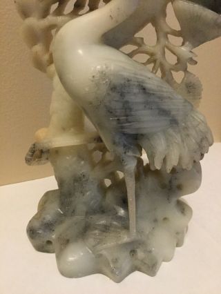 Fine Chinese Hand Carved Jade / Jadeite Statue Heron,  Crane or Stork Bird 3