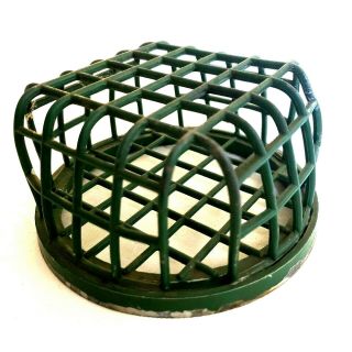 Vintage Dazey Flower Holder Co Green Metal Cage Flower Frog 5 " X 2.  5 " Usa Made