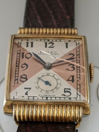 Vintage Watch Signed Rolex Marconi Case Square Art Deco