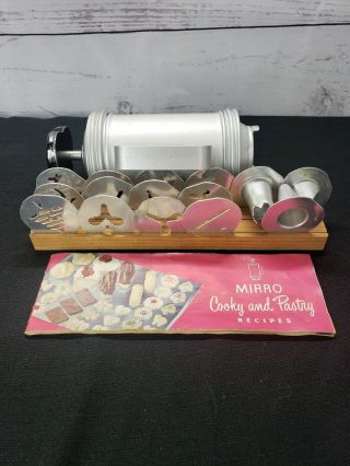 Set Of 15 Vintage Mirro Cookie Press Disks / Plates & Tips & Cookbook T - 311