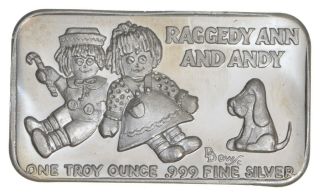 Vintage Art Bar - Raggedy Ann & Andy 1 Oz.  999 Silver - One Troy Ounce 088