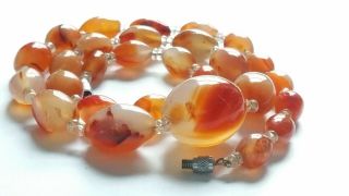 Vintage Agate And Carnelian Bead Necklace
