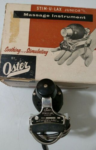 Vintage OSTER Stim U Lax Junior Massage Instrument Model M 4 w Box Hand Vibrator 2