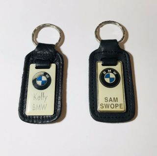2 Vintage Bmw Keychains Key Ring / Chain Leather