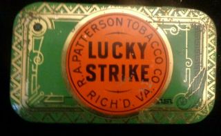 Circa 1900 R A Patterson Tobacco Co Lucky Strike Tobacco Cut Plug Tin