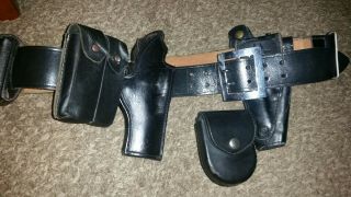 Vintage Leather Police Belt Tactical & Two Holsters