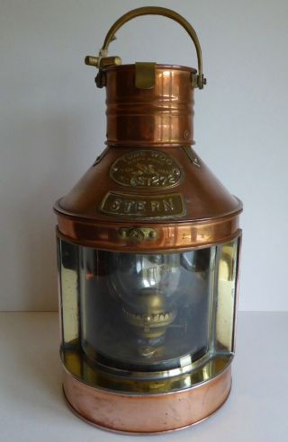 Vintage Copper Nautical Stern Oil Lamp By Tung Woo Nos