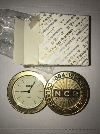 Vintage Quartz Ncr Clock 1884 - 1984 100th Anniversary National Cash Register