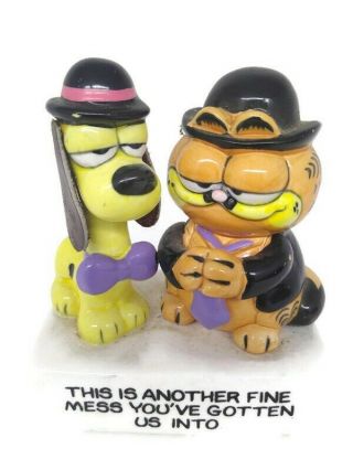 Vintage Garfield And Odie Enesco Figurine " Fine Mess "