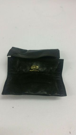 Vintage Gbd Pipe/tobacco Black Calf Leather Pouch Made In Portugal