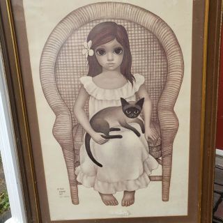 Margaret Keane Personally Signed 1967 Portrait Picture Vintage 20x30in