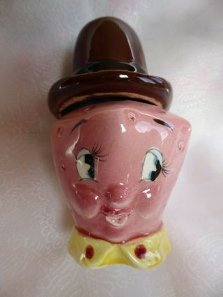 Vintage Anthropomorphic Strawberry Head W Derby Hat Salt And Pepper Shakers