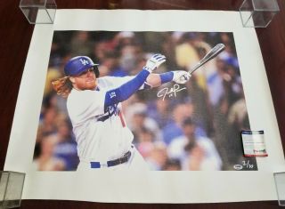 Justin Turner Signed Canvas Print 24x18 Numbered Edition /10 Psa/dna