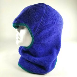 Patagonia Vintage Blue Ski Mask Fleece Lined Made In Usa Winter Hat Blue Green