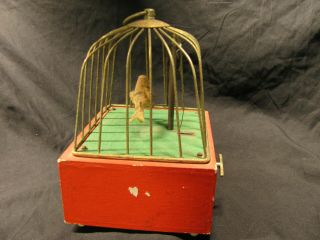 Vintage Swinging Bird Cage Music Box With Drawer Made In Japan Morning 2