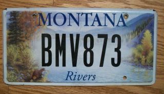 Single Montana License Plate - Bmv873 - Rivers