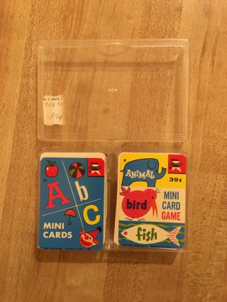 Vintage Ed - U - Cards Abc & Animal Bird Fish Mini Card Games Educational 1967