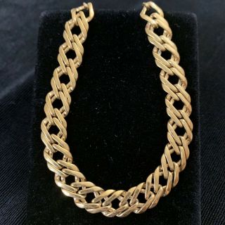 Vtg Napier Couture Gold Tone Tennis Bracelet Double Curb Chain 3/8” Wide 7.  75”