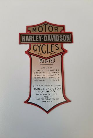 Harley - Davidson Medium Patented Vintage Harley Sticker 2.  5 X 4