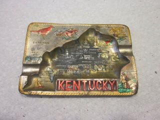 Vintage Souvenir Metal Ashtray Collector Plate (japan) Kentucky