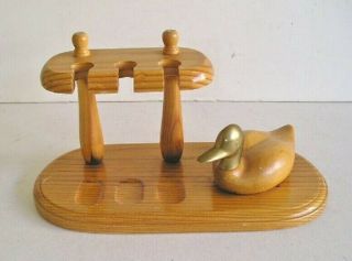 Vintage Enesco Mallard Duck Wood Pipe Holder Stand