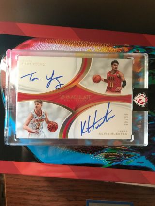 Trae Young/kevin Huerter 2018 - 19 Panini Immaculate Dual On - Card Auto 6/49 Rc