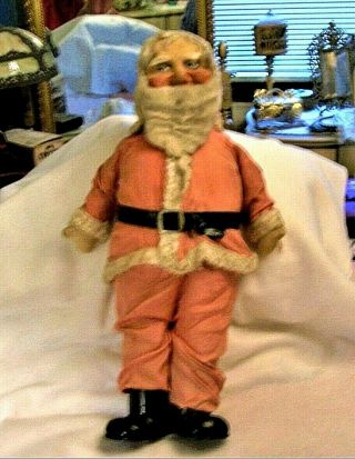 Antique Vintage 26 " Santa Claus Store Display Figure Mask Face Red Clothes