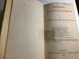 1854 Rienzi,  The Last Of The Roman Tribunes,  Edward Bulwer Lytton,  Leather,  Gilt 3