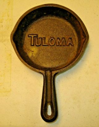 Vintage Mini Cast Iron Ashtray Skillet Tuloma Advertising