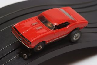 43 Vintage Aurora T - Jet Model Motoring Ho Slot Car Red & Black Chevy Camaro