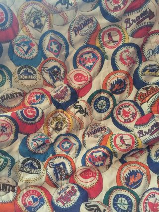 Vintage Mlb Baseball Twin Comforter White Blanket Old Logos All Teams 1990s