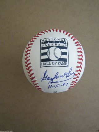 Gaylord Perry Signed Auto Rawlings Hall Of Fame Baseball Mlb Hologram Hof 91