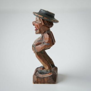 Vintage Anri Style Hand Carved Wood Man 2.  375 " Figurine