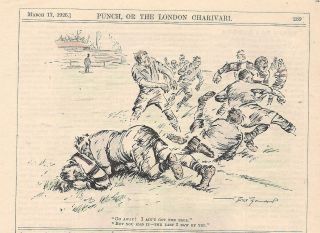 4 Colored,  Vintage Punch Rugby Cartoons