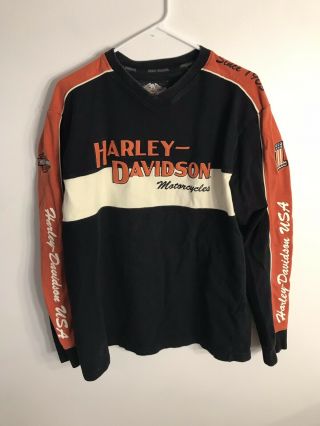 Vintage Mens Harley Davidson Logo V - Necksweatshirt Sz Lg