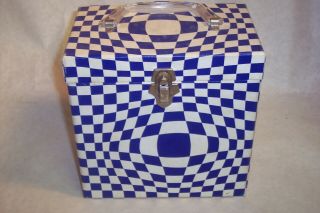 Vintage Platter Pak 45 Record Carrying Case Blue Psychedelic 1950 