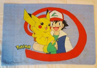 Vintage 1998 Pokemon Nintendo Kids Twin Standard Pillowcase Pikachu Ash Blue
