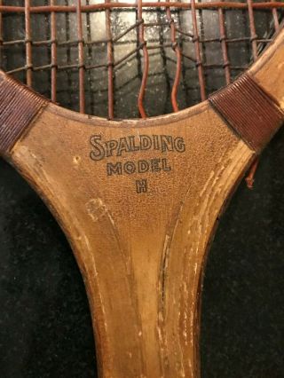 Antique Wooden Tennis Racket AG Spalding Model H 1800 ' s? Grooved Handle 2
