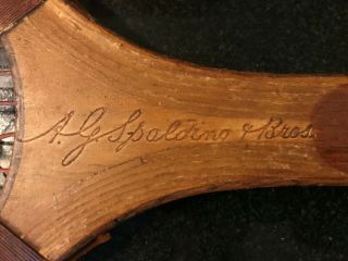 Antique Wooden Tennis Racket AG Spalding Model H 1800 ' s? Grooved Handle 3