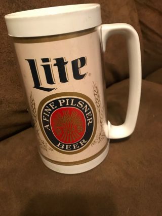 Vintage Miller Lite Plastic Insulated Beer Mug Thermo - Serv
