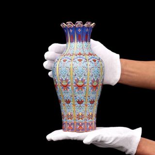 9 " China Antique Porcelain Qing Yongzheng Colour Enamels Gild Flowers Vase