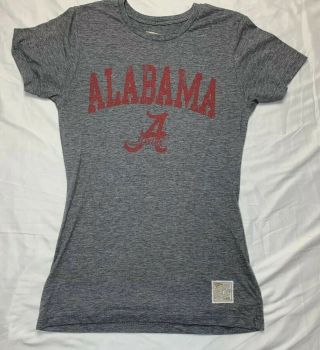 Womens Univ Of Alabama Shirt Gray With Red Logo Size M Fitted Tshirt