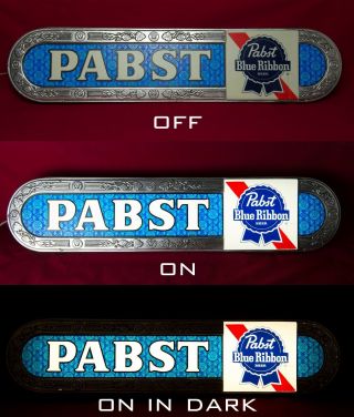 Vintage Pabst Sign Bar Light Blue Ribbon 1970 