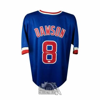 Andre Dawson Autographed Chicago Cubs Custom Blue Baseball Jersey - Jsa